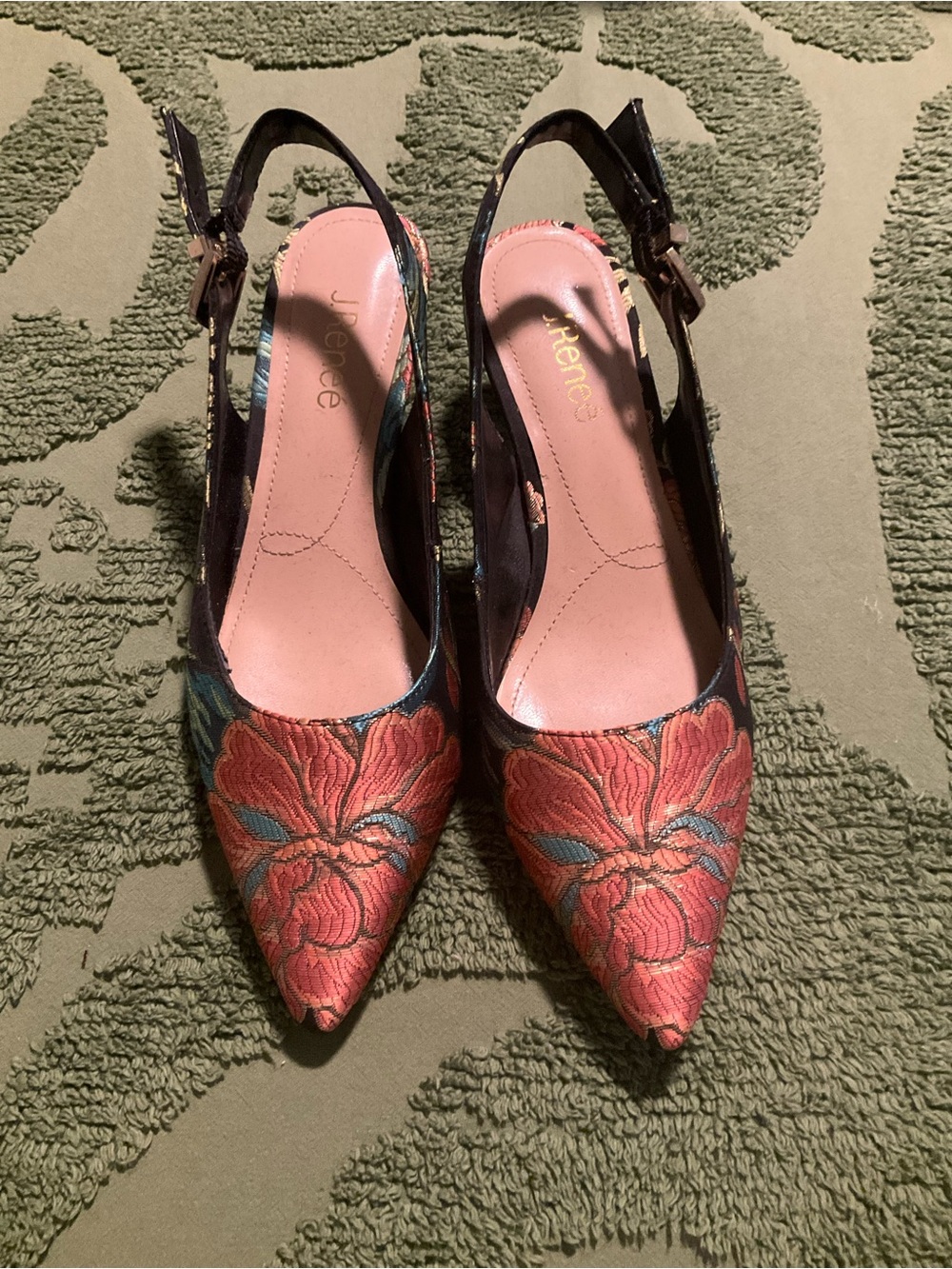 J Renee Floral Slingback Heels 9W